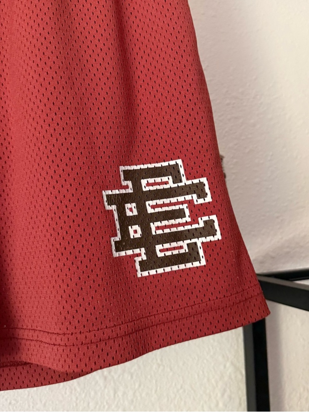 ERIC EMANUEL rust red basketball mesh logo knit athletic pull on shorts - Picture 2 of 7